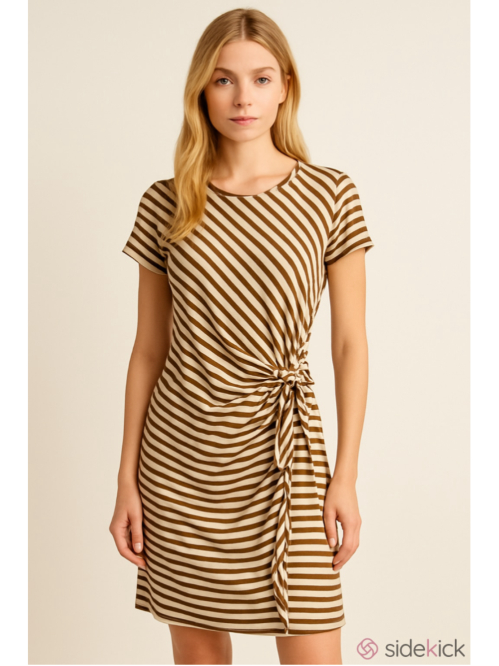 Women's J.McLaughlin Striped Mini Dress, Size L, White and Brown